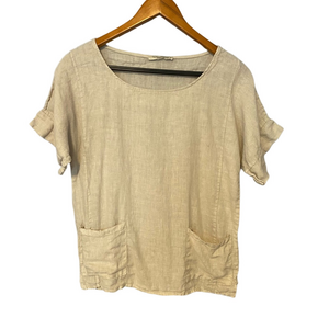 Francesca Bettini Italian Linen Beige 2-Pocket sz Small – Minimalist Lightweight